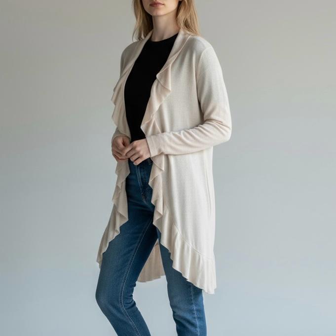 Dugački beli vintage kardigan