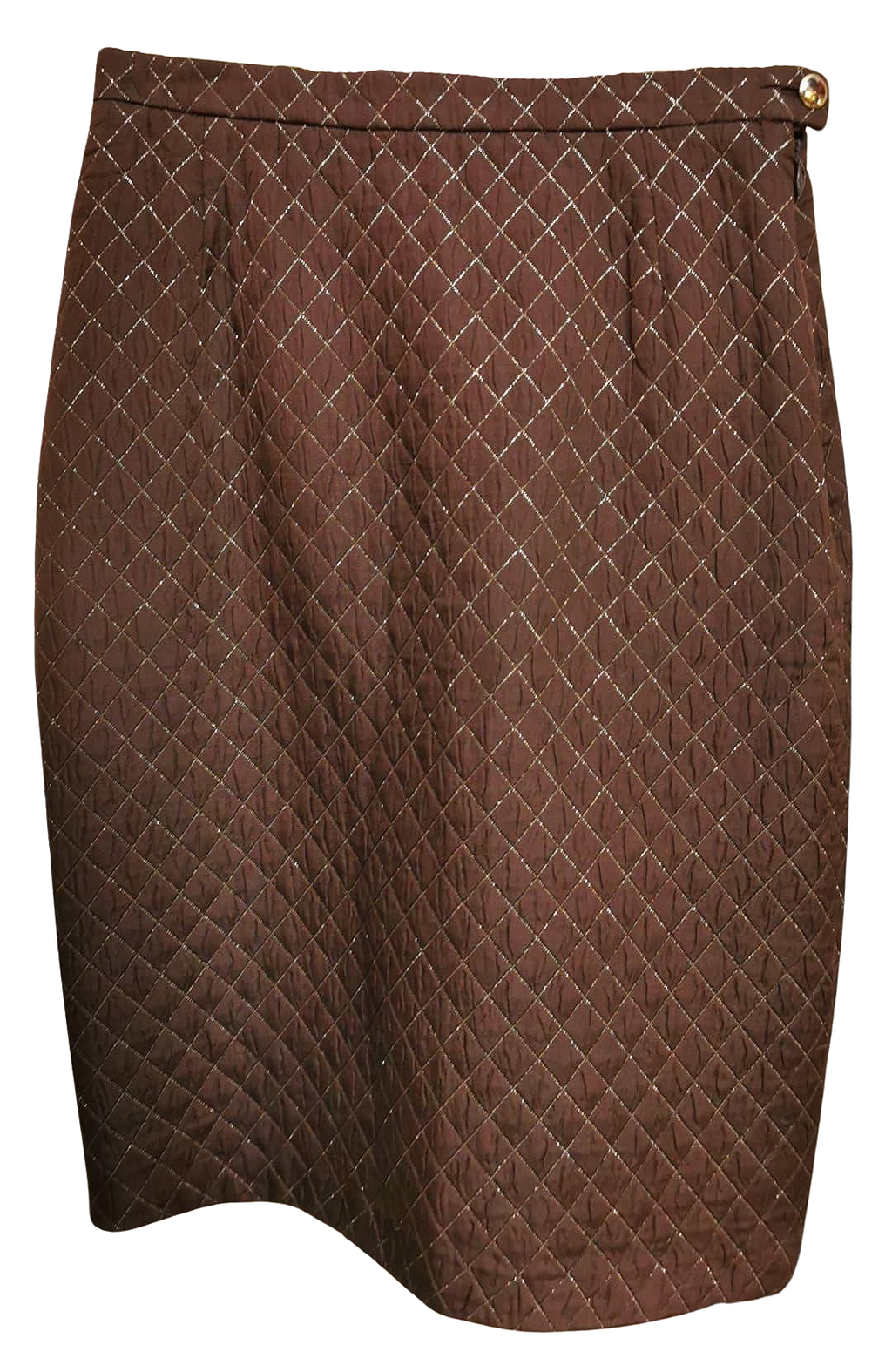 Braon - zlatna vintage pencil suknja od svile brenda Escada