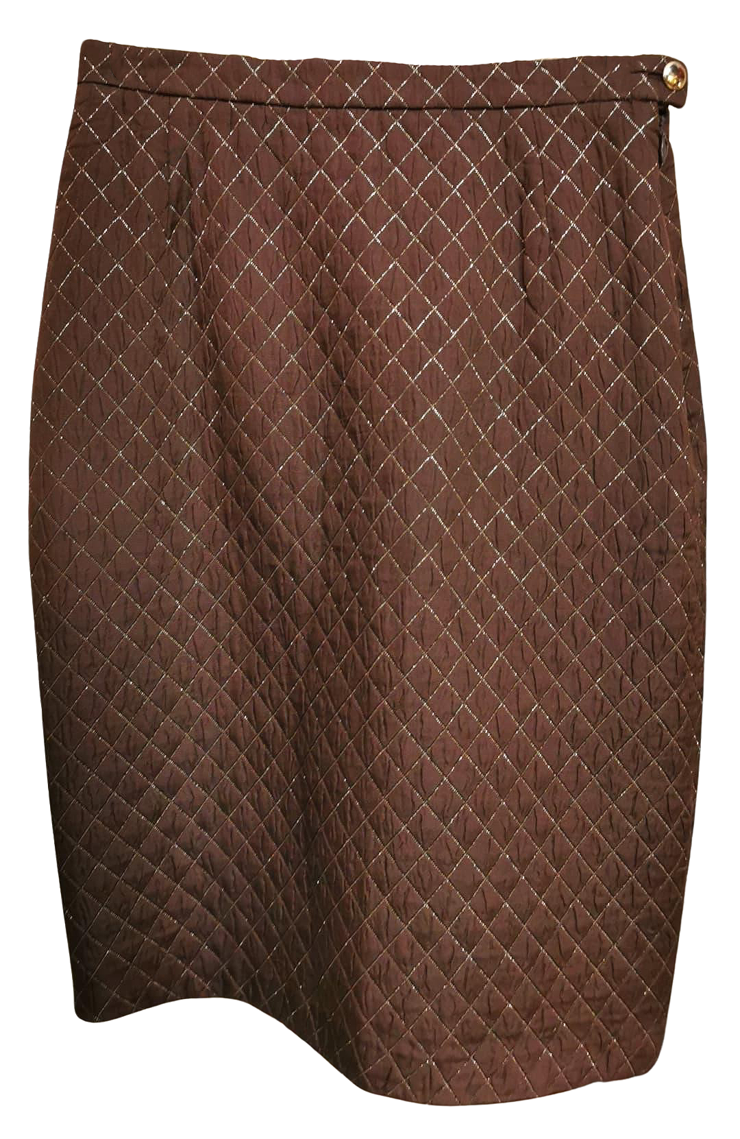 Braon - zlatna vintage pencil suknja od svile brenda Escada