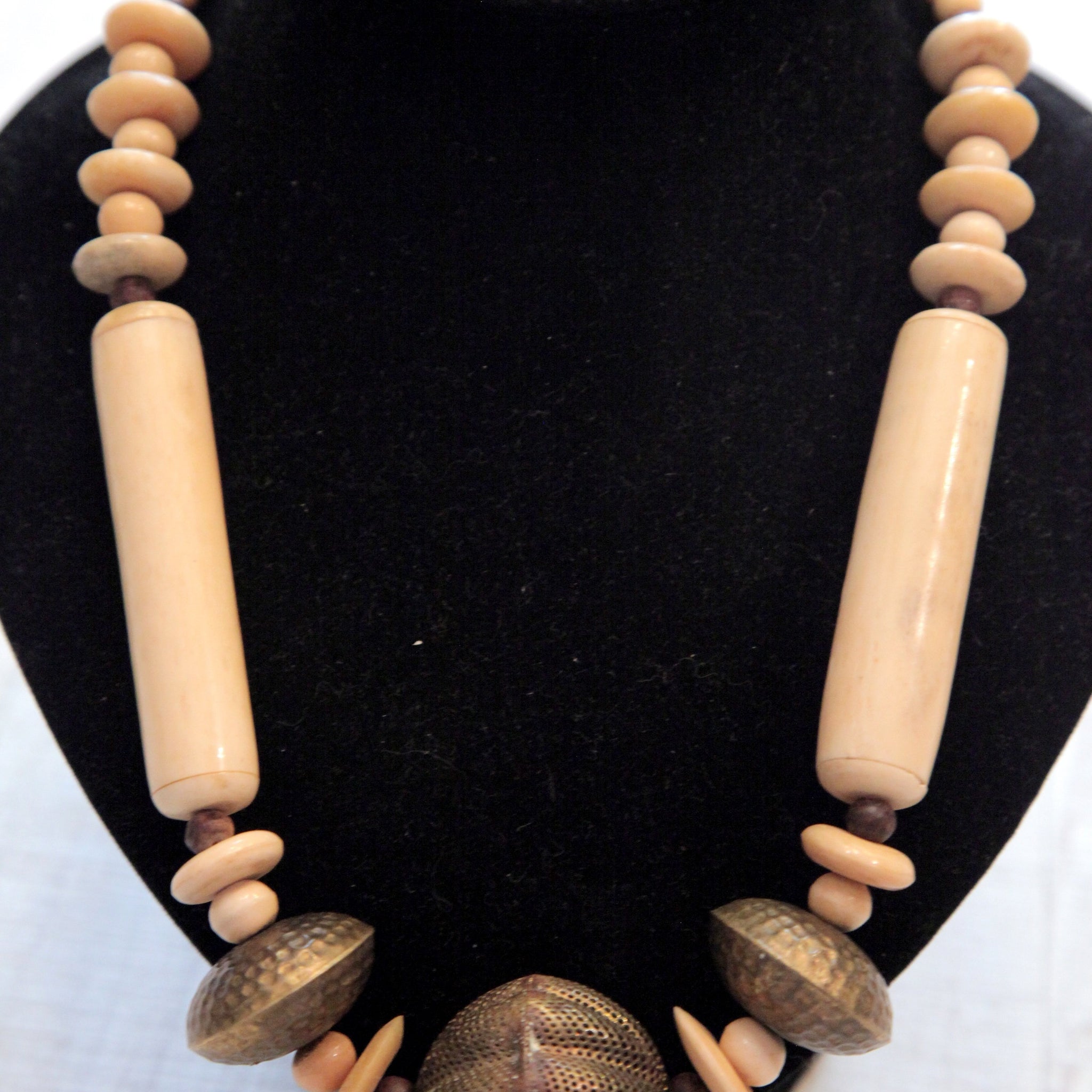 Tribal Ivory Brass Necklace / Ogrlica Slonova Kost & Mesing