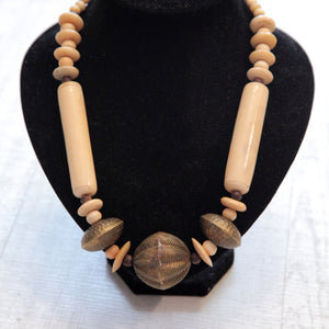 Tribal Ivory Brass Necklace / Ogrlica Slonova Kost & Mesing